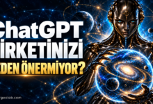 ChatGPT şirketinizi neden önermiyor sorusunu ve DoctorGeoLab.com adresini taşıyan, yapay zekâ görünürlüğünü simgeleyen temsili görsel.